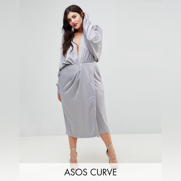 ASOS Curve Dresses & Skirts - Draped Gray Dress